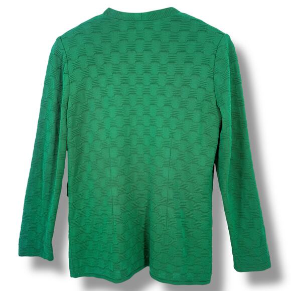 Exclusively Misook Textured Open Front Coatigan Jacket Size XS Kelly Green - Picture 4 of 5